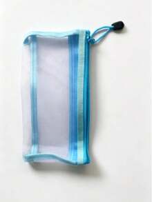 Korean Style Transparent Double Layer Mesh Pencil Case Storage Bag Student Exam Portable Pencil Pouch Large Capacity Makeup Bag - Multicolor - View 8
