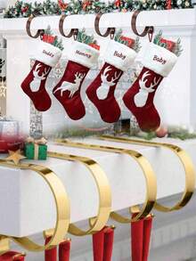6pcs Christmas Fireplace Hooks – Drill-Free Stocking Hangers; Ideal For Christmas Home Decor, Hanging Ornaments, Party Decorations, DIY Projects, And Creating A Festive Atmosphere. - Multicolor - View 6