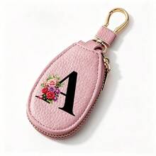Black Letters A-Z Car Key Protection Cover PU Key Bag Mini Car Key Bag Key Ring Wallet Zipper Charter Keychain Male And Female Universal Key Ring Gift - Multicolor - View 23