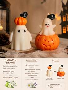 Halloween Scented Candle Set Pumpkin Ghost Candle Cute Cartoon Style Halloween Home Room Decor,Autumn Decor,Halloween Party Gifts For Women Smokeless Cozy Spooky‑Fun Decor Available In 1/2/4 Packs With Halloween Gift Bag - Pumpkin Ghost - View 28