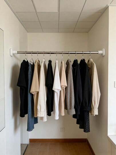 1 pieza/2 piezas Barra telescópica de fácil instalación sin taladro, diámetro de 22 mm. Longitud 50-80 cm/70-120 cm/90-160 cm - 3 tamaños ajustables - Adecuada para cortinas de ducha, cortinas de puerta, colgar ropa y otros usos diversos - Retráctil,