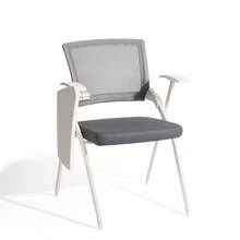Modern Conference Chair With Mesh Backrest, Folding Office Seating - Dark Grey - With Tabletop - View 3