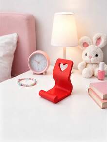 1pc Sturdy Heart-Shaped Hollow Phone Stand, ABS Plastic Portable Phone Holder, Minimalist Cute Style Desktop Ornament, Suitable For Online Classes, Watching Videos, Rental Home Decor, Cafe Tabletop - Multiple Styles - View 7