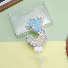 HIBIRTH 1pc Creative Ocean Theme Birthday Number Candle Cake Decoration 0-9 Indoor Cake Candle Starfish Beach Candle Birthday Party Baking Plug-In - View 13