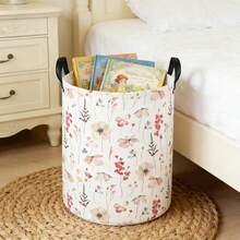 1pc Cute Cartoon Dinosaur Print Laundry Basket With Handle, Portable Storage Bin For Bedroom Clothes Toys Sundries, Colorful Rainbow Dinosaur Pattern Organizer - Multicolor - View 7