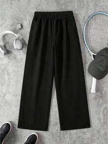 1pc Teen Boys Sports Wide Leg Pants, Casual Fashion, Loose Fit, Suitable For Sports And Daily Wear, Appropriate For Spring, Summer And Autumn - Black - View 5