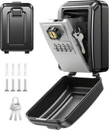 Upgraded Key Lock Security Box, Sturdy Waterproof Wall Mounted Keys Lock Box, Large Capacity 4 Digits Combination Lockbox With Resettable Spare Key For Home, Apartment, Office Indoor Outdoor Key Storage - Upgraded Key Lock Box - View 3
