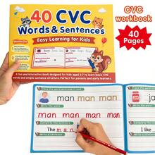 Lachilly 40 Pages CVC Words And Sentences Practice Book, Children's Short Vowel Phonics Tracing And Writing Workbook, Preschool Kindergarten Early Reading Activity Worksheets, Children's English Phonics Learning Supplies, Student Handwriting Practice - Multicolor - View 11