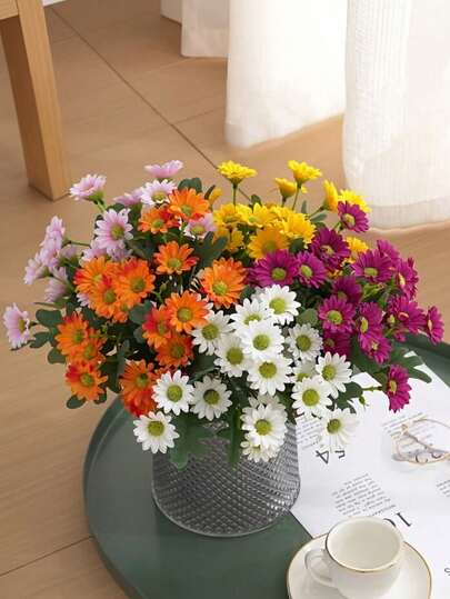 1/3/5PCS 12.6 Inch Artificial White Chamomile Flower Bouquet, Suitable For Home Decor, Scene Decor, Holiday Decor, DIY Bouquets, Wedding Arrangements, Vase Decor, Gift Accessory Decoration, Party Decor, Table Centerpiece Decoration, Gifts