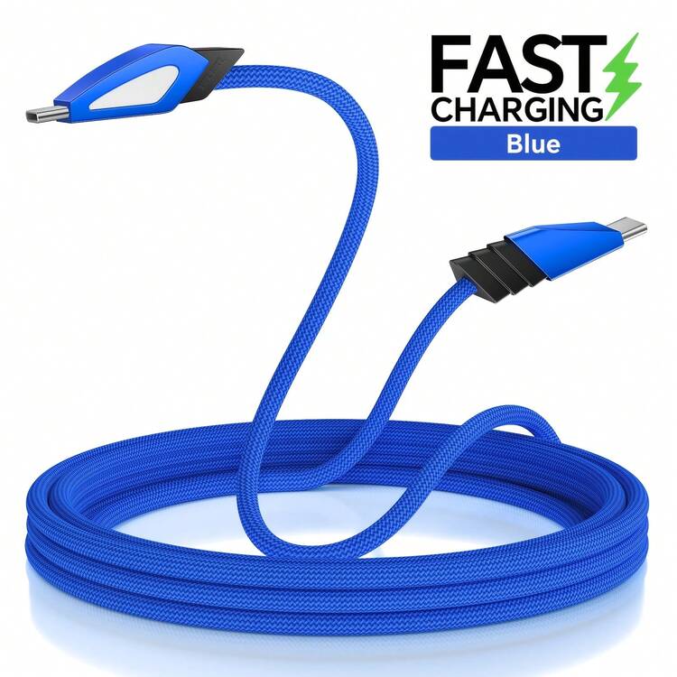 Tzlrxl Magnetic Braided Fast Charging Cable, Durable & Tangle-Free, Multi-Color Options For Phones, Tablets & Laptops - Blue - View 9