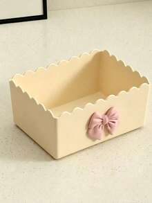 1pc Bowknot Storage Box, Vanity Makeup Organizer, Bathroom Countertop Storage Box, Desk Office Supplies Organizer - Multicolor - View 7