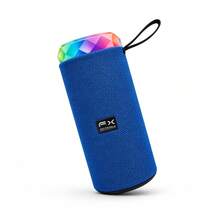 Parlante Bluetooth Portátil con Efectos de Luz RGB, Radio FM y Ranura para Micro SD, Bocina Recargable de Tela con Correa, Sonido Potente para Fiesta y Exterior - Azul - Ver 2