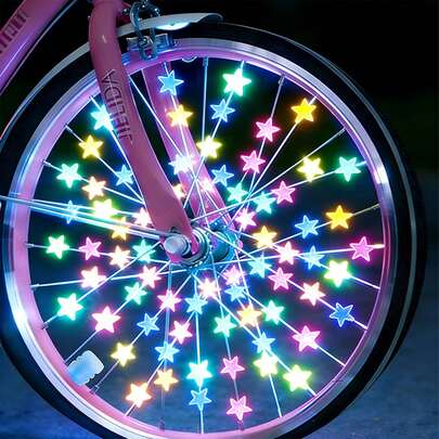 72pcs Glowing Star Bicycle Spoke Beads And Luminous Valve Caps Set, Colorful Bicycle Wheel Hub Decoration Accessories, Suitable For Night Riding, Fun Outdoor Cycling Decoration For Children And Adult Bicycles, Cool Summer Holiday Gift