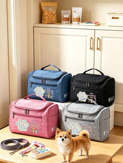 Pet Grooming Supplies Storage Bag, Large Capacity Hanging Printed Toiletry Bag, Cosmetic Organizer, Multi-Compartment Pet Supplies Storage Bag, Casual Shoulder Bag, Portable Handbag, Cat And Dog Grooming Organizer, Outdoor Camping Travel Pet Storage Essential, Suitable For Pet Lovers, Organizes Toiletries, Cosmetics, Personal Items And Pet Care Supplies, Suitable For Business Trips, Vacations, Dorms And Multiple Scenarios, Birthday, Holiday, Teacher's Day And Back To School Season Gifts