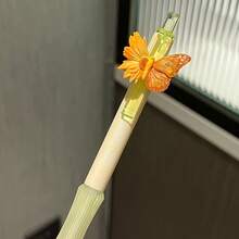 6/12pcs Macaron Color Butterfly Decor Click Neutral Pens, 3D Butterfly Flower Ornament, Playful Eye-Catching Macaron Gradient Pen Body For Writing - Multicolor - View 8