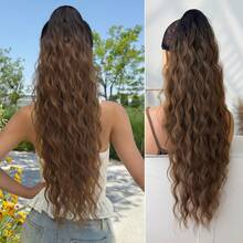 HEYPINK Clip-In Ponytail Hair Extensions, Gradient Color, 26 Inch Long, Water Wave, Heat-Resistant Synthetic Fiber Hair Pieces, Suitable For Women And Girls, Party And Daily Wear - Ombre - View 12