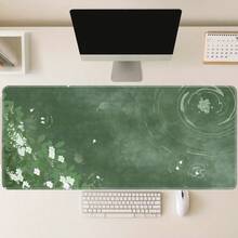 Gaming Mouse Pad & Desk Mat | Non-Slip Base, Green Floral Pattern, Suitable For Office And Home; Large Full-Size Desk Mat For Computer And Laptop - Mouse Pad - View 3