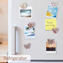 4/8/12pcs Cute Plaid Butterfly Fridge Magnets, Heart-Shaped Button Fridge Stickers, Suitable For Storage Cabinets, Kitchen, Whiteboards, Offices, Home Decor, Refrigerator Kitchen Magnets - Multicolor - View 6