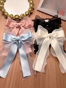 1/4 piezas Pinzas para el cabello de niñas, nuevas pinzas para el cabello con lazo grande, accesorios para el cabello estilo princesa para niñas pequeñas - Multicolor - Ver 1