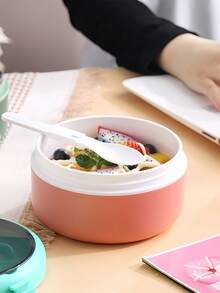 1pc Bento Box Set, Compartment Food Storage Container Set, Lunch Box With Spoon - Multicolor - View 6