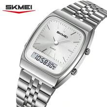 SKMEI 2585 不鏽鋼雙時區男士時尚奢華簡約指針大錶盤手錶 - 銀色 - 查看 7