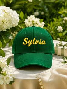 Custom Embroidered Baseball Cap, Personalized Name Duck Bill Hat, Sun Hat Street Sports Casual Hat, Unisex, Suitable For Birthday, Party, Holiday Gifts For Family And Friends, Private Name Customization - Green - View 9
