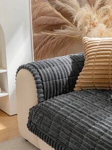 1 buah Sarung Sofa Quilted Warna Polos, Hangat, Lembut, Ramah Kulit, Dapat Dicuci dengan Mesin, Ramah Hewan Peliharaan, Dekorasi Liburan, Perlindungan Furnitur, Penyegaran Sofa Lama, Cocok untuk Sofa 1/2/3/4 Dudukan, Sandaran Tangan, Sandaran Punggung, Sarung Sofa - Dark Grey - View 6