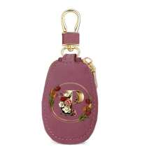 Floral Wreath Letter A-Z Car Key Holder, Mini Car Key Storage Bag, PU Leather Keychain Wallet, Zipper Pouch, Car Key Organizer, Car Keychain, Unisex Gift - Multicolor - View 49