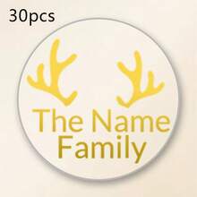 30-240pcs Custom Clear Christmas Name Stickers, Personalized Golden Holiday Gift Labels, Festive Christmas Tree Style, Customized Transparent Stickers, Gift Wrapping Decor, Customizable Name Seals, Christmas Party Favors, Christmas Gifts, Family - Multicolor - View 11