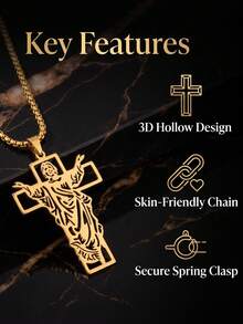 Creative Design Faith Hollow Vintage Pendant Necklace - Gold - View 5