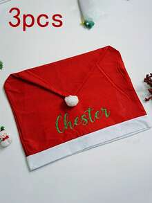 Customized Christmas Chair Covers, Customized Christmas Hat Chair Back Covers, Santa Hat Chair Covers, Personalized With Your Family Name, Suitable For Dining Room And Office Chairs - Multicolor - View 10