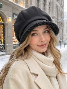 1 Pc Solid Color Bucket Hat, Casual Style With Fuzzy Fleece Brim,Warm Hat For Women, Suitable For Daily Outing, Shopping, Travel, Autumn And Winter - Multicolor - View 3