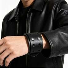 2pcs Punk Style Fashion Bracelets, Suitable For Men's Sports And Fashion Wear, Exquisite Bracelet Gift For Men - Black - View 4