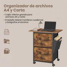 VASAGLE 2-Drawer File Cabinet, Mobile Printer Stand - Brown - View 4