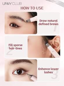 UNNY CLUB Pulpen Makeup Serbaguna, Pulpen Multifungsi 4-in-1, Efek Tahan Lama Alami, Ringan dan Halus, Tahan Air dan Keringat, Cocok untuk Pemula, 1 buah, Kosmetik Makeup Merek Ternama - 02 Cokelat yang kalem - View 4