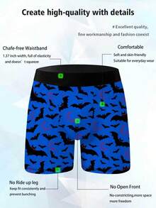 4 Random Pairs Of Men's Fun Shorts, Halloween Quirky Bats And Spooky Distressed Pumpkins, Sporty Casual Long Boxer Briefs - Multicolor - View 5