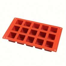 Square Silicone Mold 15 Cavities Soft Easy Release Durable Suitable For Chocolate, Mousse, Cake, Cheesecake, Truffle Chocolate, Caramel, Jelly, Brownie, Handmade Soap Making, Creative Desserts And Craft Projects, Kitchen Baking Decoration Tool - Multicolor - View 5