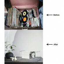 Multifunctional Vinyl Record Storage Rack! Moisture-Proof And Wear-Resistant Bookshelf, File Arrangement+Star Magazine Display - Transparent - View 6