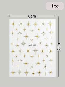 1pc Starlight Rhinestone Themed Face Makeup Sticker, Multi-Size Eight-Pointed Star Metal Line Rhinestone Elements, Can Decorate Eyes And Cheeks, Party Gathering Portrait Photography Styling Decoration, Self-Adhesive Makeup Accessory - Multicolor - View 6