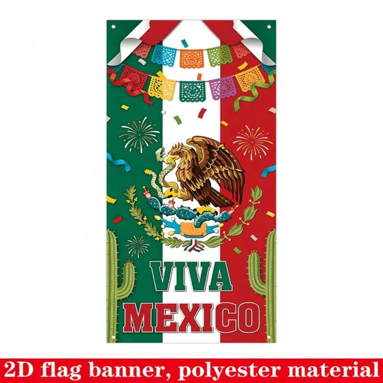 2D Flat Banner, Mexican Independence Day Decorative Door Flag, Includes Mexican Door Flag, Perfect As Mexican Independence Day Banner Background, Multiple Styles Available - 5 - View 9