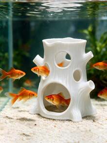 3D Printed White Tree Stump Hideout, Aquarium Fish And Shrimp Hiding Cave Shelter, Aquarium Decoration, Suitable For Betta Fish, Guppy, Tropical Fish And Shrimp, Provides Hiding And Breeding Space, Fish Tank Decor, Aquarium Landscape Ornament - A - View 6