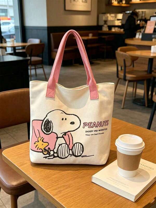 حقيبة كتف Snoopy قطعة واحدة، حقيبة يد كرتونية أنمي عصرية متعددة الوظائف بسعة كبيرة، مناسبة للتسوق والحرم الجامعي والسفر والتخزين، وأيضاً كهدية عيد ميلاد وعيد الحب والحفلات ومستلزمات العودة إلى المدرسة