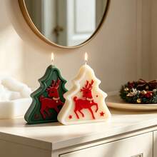 Geometry Xmas Tree Candle Silicone Mold With Santa Claus Reindeer Snowman Design DIY Scented Candle Making Mold For Christmas Holiday Home Decor Gift Crafts - Christmas Mold - View 8
