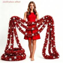 3/2/1pc Christmas Decorations: White Snowflake, Red Pleated Stripe, Decorative Christmas Ribbon, Madder Red Hanging Ornament, Home Decor, Party Decoration - Conventional - View 8