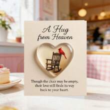 1/3pcs Pocket Hug Heart Cards - Hug From Heaven, Heart-Shaped Memorial Statue With Bird, Includes Inspirational Blessing Card, Suitable For Memorial, Home Decor, Gift - Multicolor - View 6