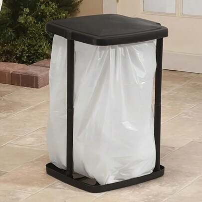 1 pieza Cubo de basura plegable de plástico | Soporte portátil para bolsa de basura con altura ajustable | Cubo de basura rectangular sin necesidad de energía para cocina exterior | Soporte telescópico multifuncional para bolsa de basura