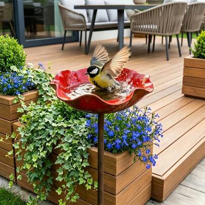 3D Handmade Metal Garden Decor Stake - Colorful Artistic Outdoor Yard Decoration, Floral Ornament Suitable For Garden, Yard, Lawn Landscape, Creative Vertical Sculpture, Can Be Used As Insect, Bird, Butterfly, Hummingbird Water Fountain, Yard Decor