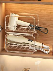 Curling Iron Storage Rack, No-Drill Curling Iron/Straightener Holder, Hair Dryer Storage Box, Egg Roll Storage Box, Item Storage Rack, Straightening Comb Storage Rack, Flat Iron Holder, Multi-Functional Hair Tool Wall-Mounted Storage Rack, Stackable Design, Countertop Style, Suitable For Bathroom, Countertop, Straightener Holder Can Be Installed Under Sink |, Bathroom Supplies, Kitchen Supplies, Back To School, Home Decor, Room Decor, Perfect Holiday Party Gift, Gift For Women, Gift For Mother - Multicolor - View 4