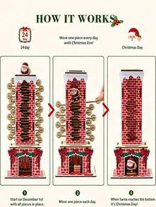 DIY Christmas Advent Calendar, Santa Claus Chimney Countdown Calendar Decoration, Interactive Christmas Desktop Decor, 24-Day Holiday Countdown Game, Christmas Tabletop Decoration, Creative Christmas Gift, Suitable For Family Holiday Fun - Multiple Styles - View 5