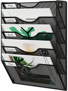 Organizador De Archivos De Pared De Malla De 5 - Negro - Ver 1